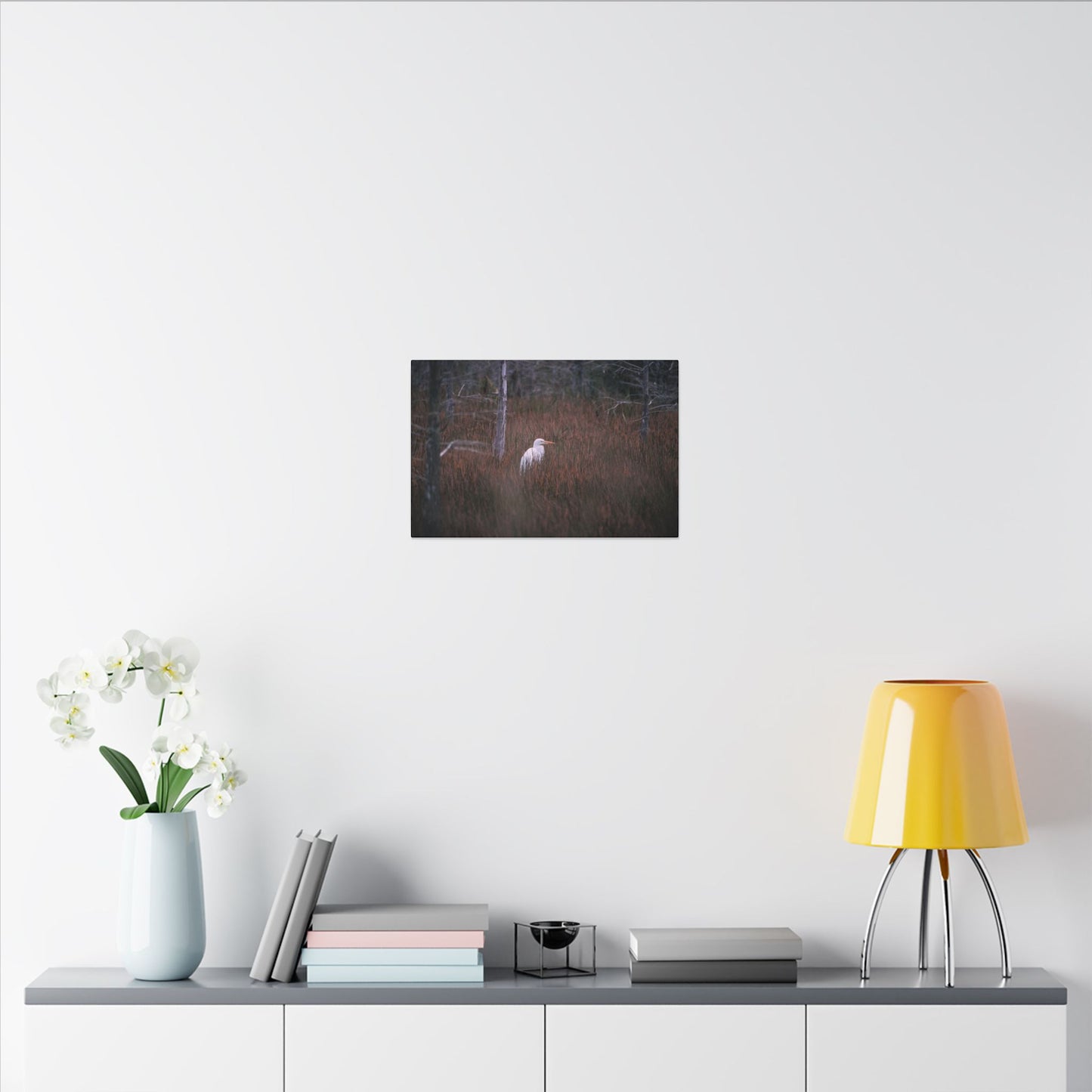 Egret in a Forest Canvas