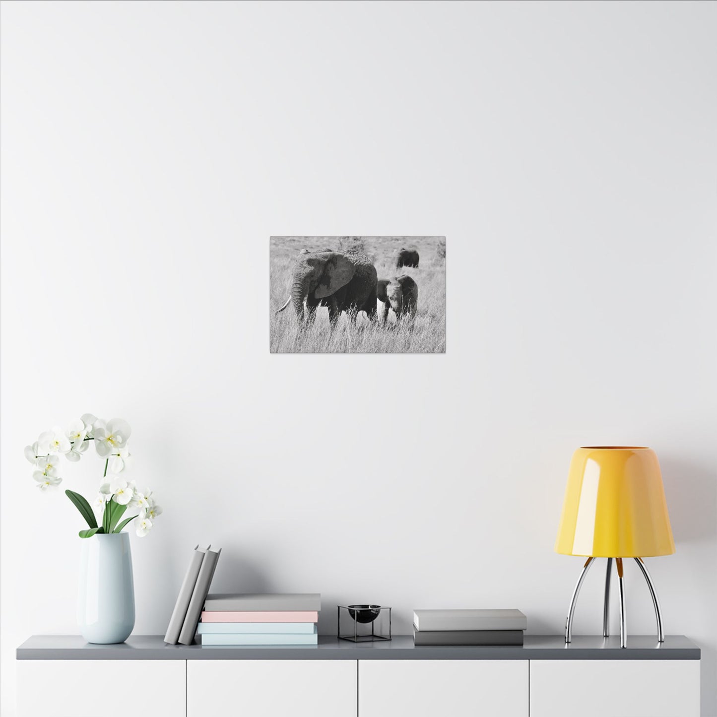 Black and White Elephants Canvas